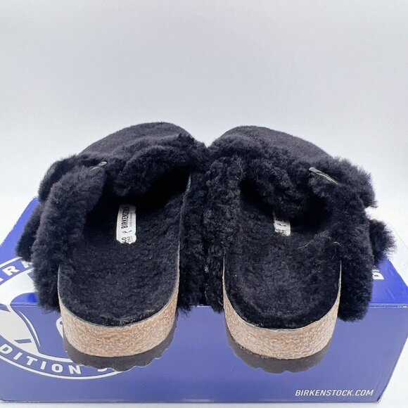 BIRKENSTOCK BOSTON Shearling BIG BUCKLE Clog TEDDY BLACK EU 40 Women US 9- 9.5 - Picture 8 of 12
